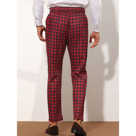 Houndstooth Dress Pants Big and Tall Regular Fit Plaid Checked Trousers - Picture 3 of 6